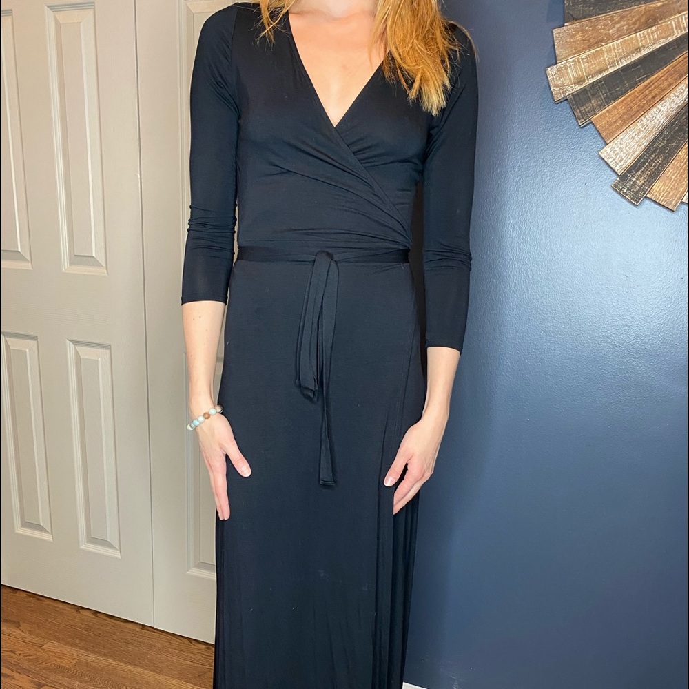Black wrap dress long